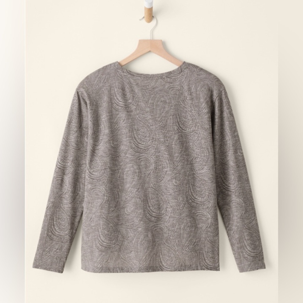 Garnet Hill Oasis knit sleep Tshirt, long sleeve, soft lyocell/tencel, taupe, M